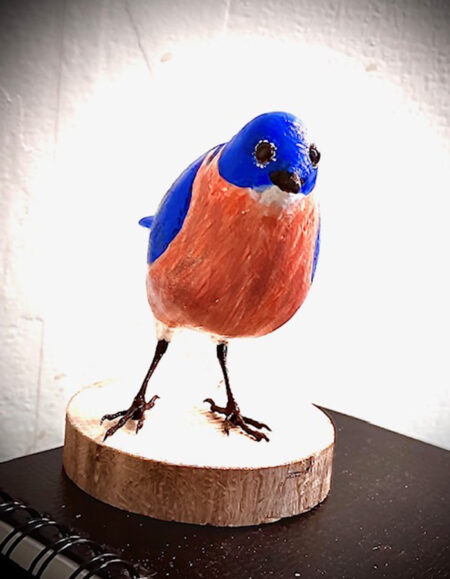 Hand-Carved Blue Bird - Image 1