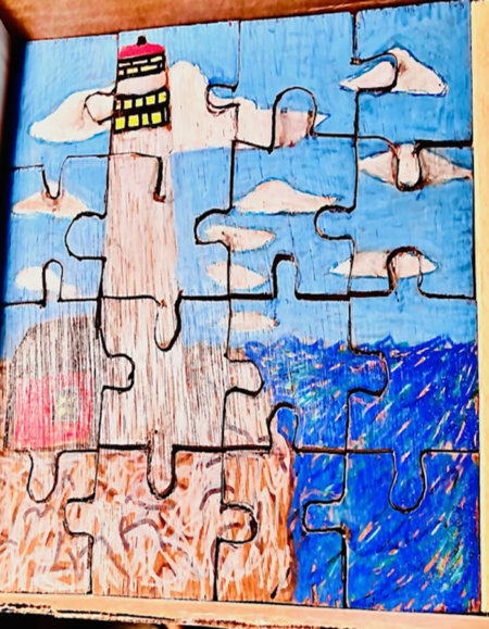 Handcrafted Lighthouse Wooden Puzzle - Image 1