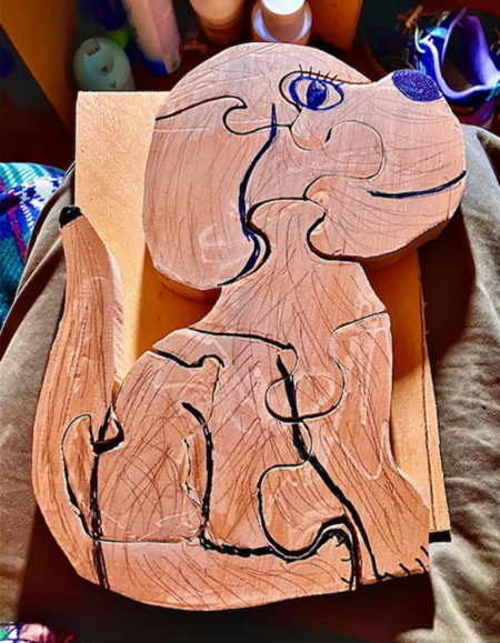 Handcrafted Dog-Shaped Wooden Puzzle - Image 1