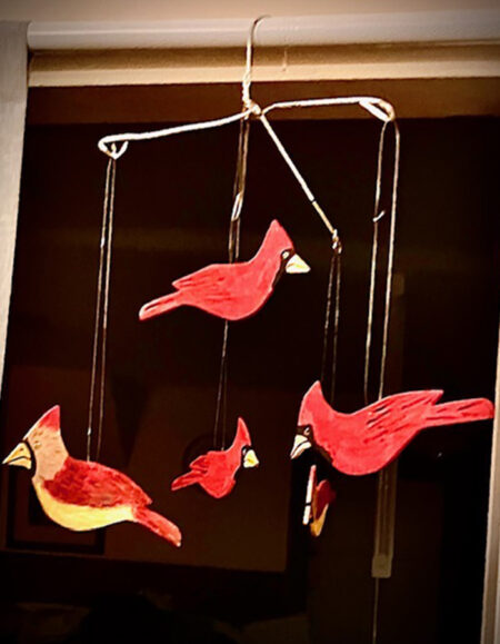 Hand-Drawn Cardinal Bird Mobile Art - Image 1